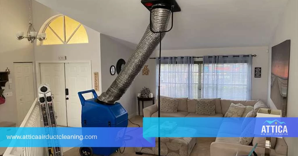 Professional duct cleaning services from Attica show the cleaning area inside a customer's home. 