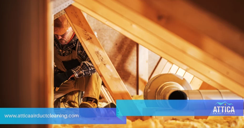 An image shows a technician from Attica providing insulation removal services. 