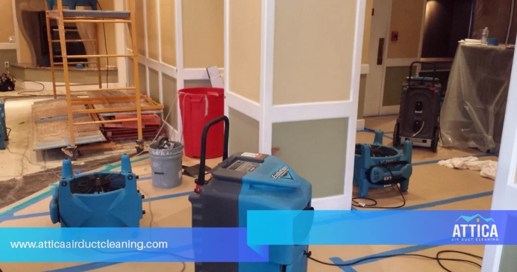 Professional duct cleaning services show an image of Attica's cleaning area inside a customer's home.