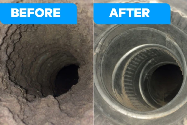before after dryer vent cleaning 2